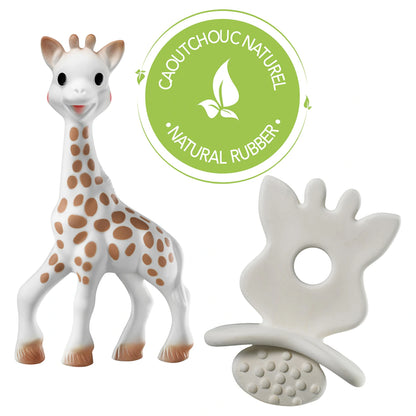 Sophie La Girafe 2 Pc Giraffe Teether & Natural Teether Set 'Pure Natural Rubber Gift Set (Brown & White)