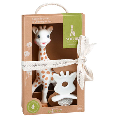 Sophie La Girafe 2 Pc Giraffe Teether & Natural Teether Set 'Pure Natural Rubber Gift Set (Brown & White)