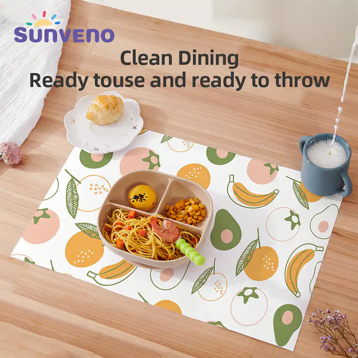 Sunveno baby Feeding Disposable Travel Multipurpose Placemats 20 Pcs