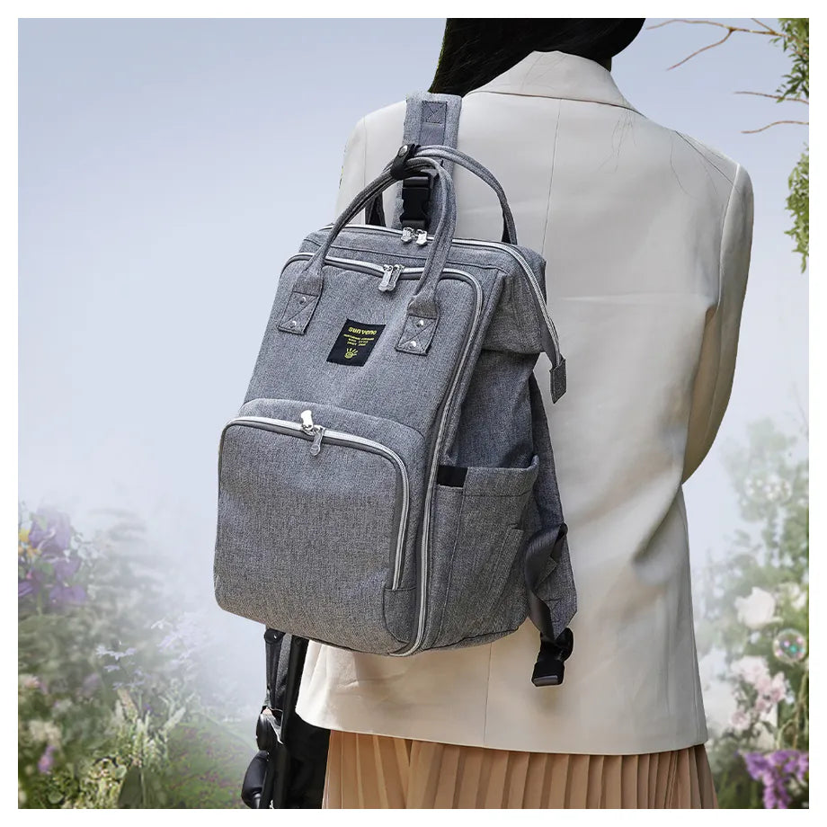 Sunveno Stylish Diaper Travel Backpack with Stroller Straps & Changing Pad XL (Grey)