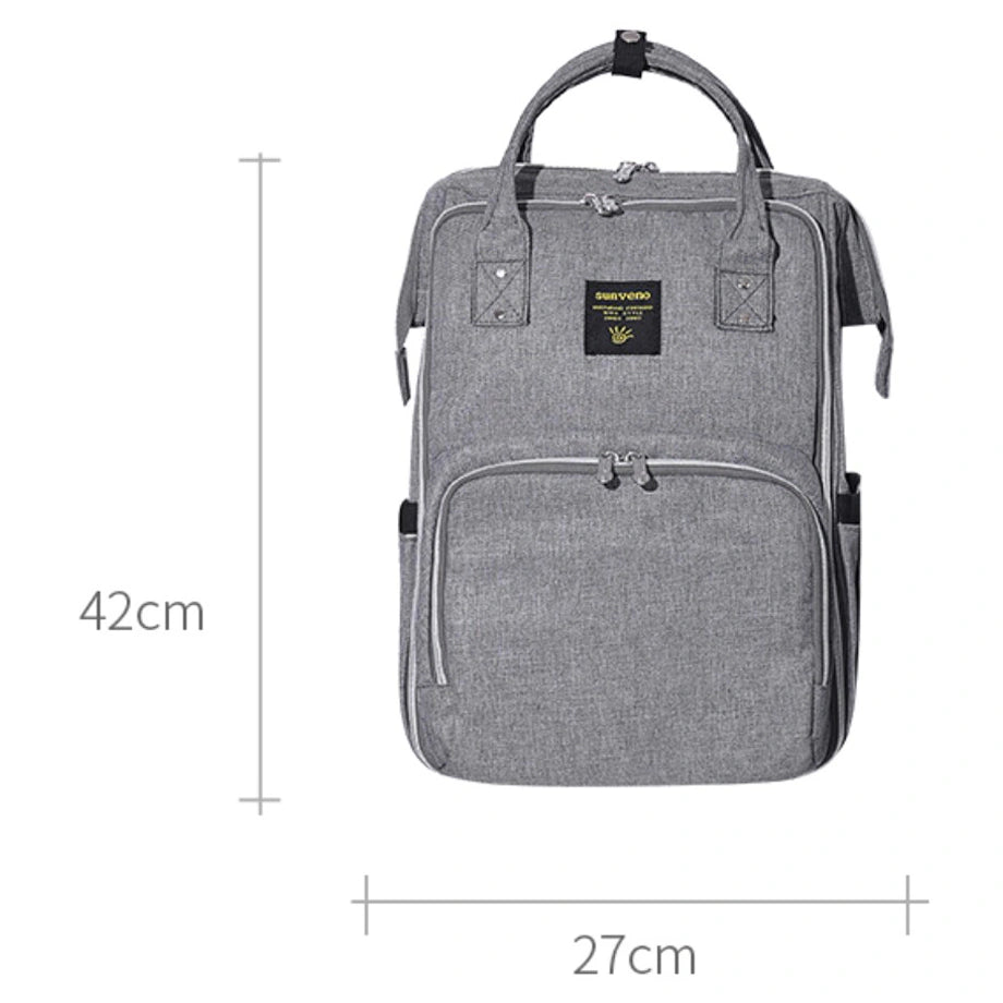 Sunveno Stylish Diaper Travel Backpack with Stroller Straps & Changing Pad XL (Grey)