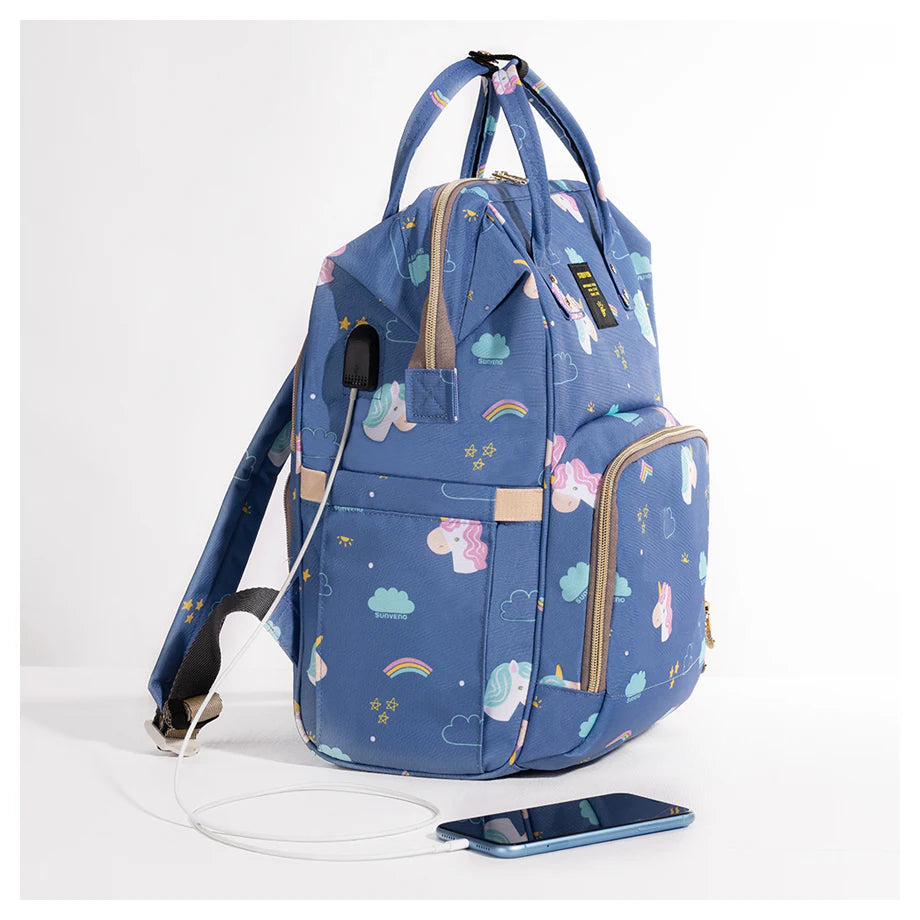 Sunveno Diaper Bag with USB (Unicorn Blue)