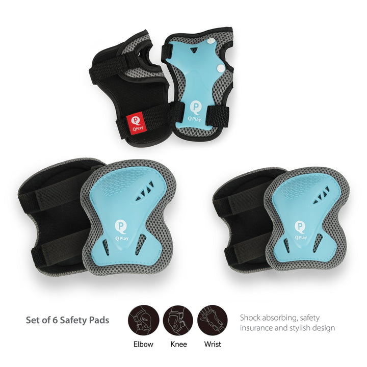 Qplay Kids Sports Safety Gear Set Elbow, Knee & Wrist Guards