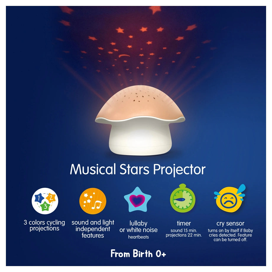 Pabobo Musical Stars Projector Mushroom (Pink)