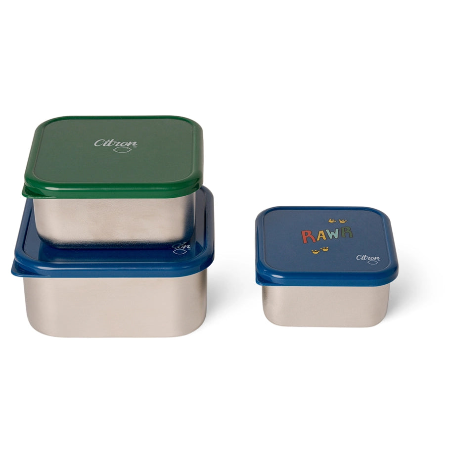 Citron Stainless Steel Stackable Lunchbox (Blue Dino)