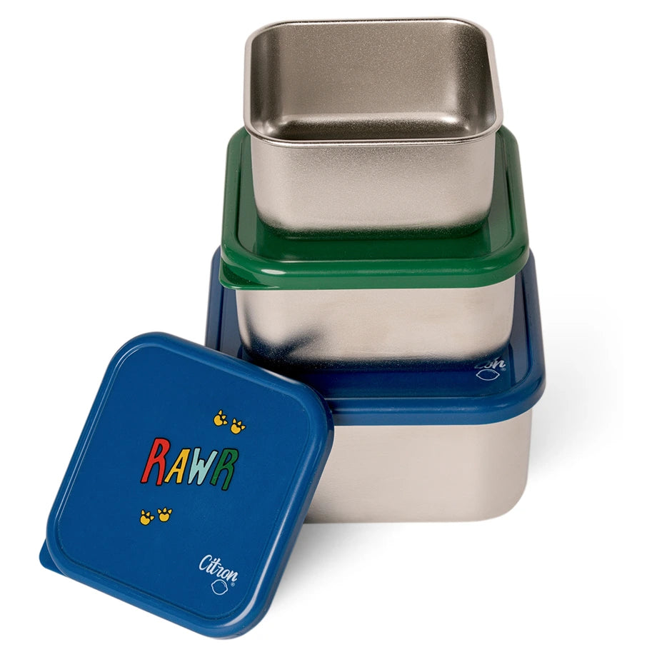 Citron Stainless Steel Stackable Lunchbox (Blue Dino)