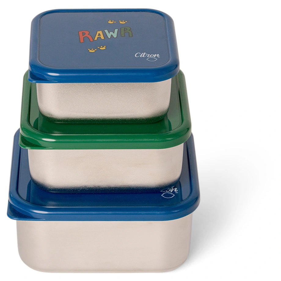 Citron Stainless Steel Stackable Lunchbox (Blue Dino)