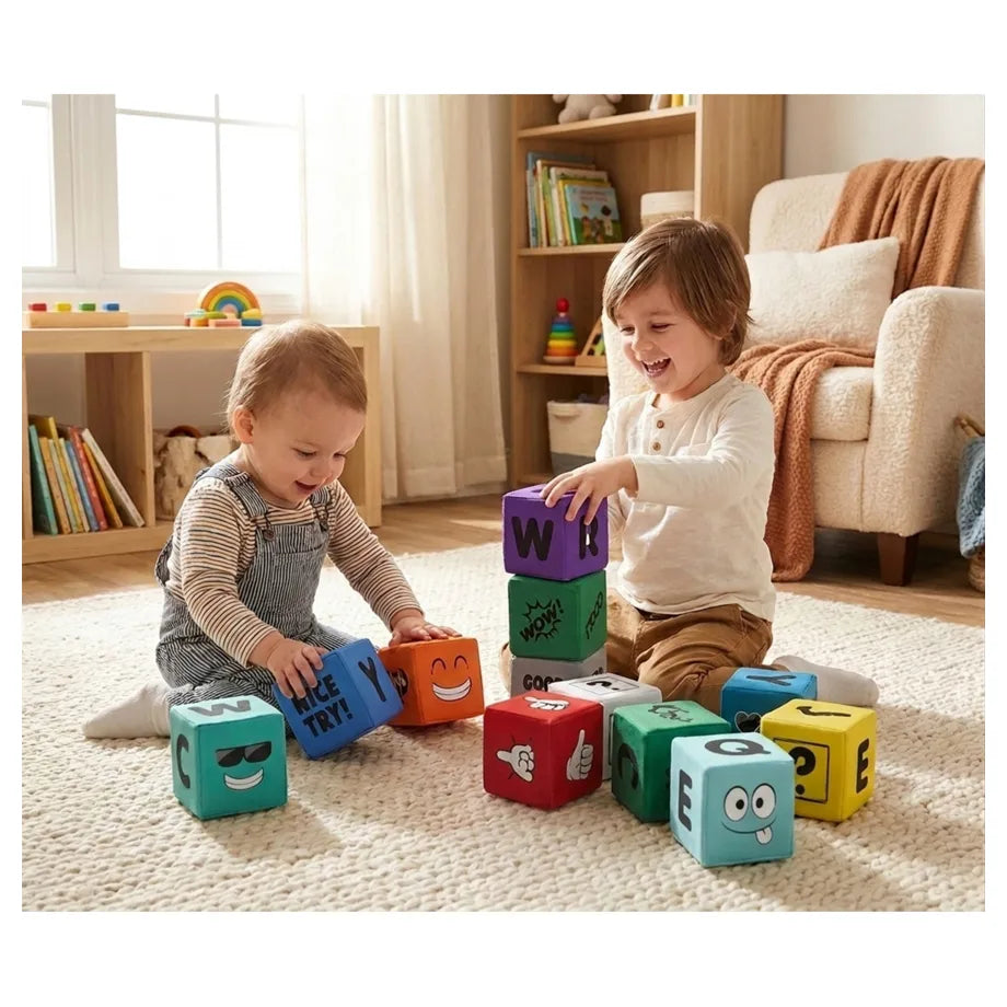 Soft Play Printed Block Set (12Piece)PU Leather + PU Foam