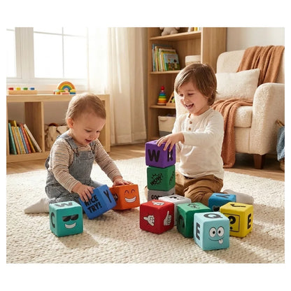 Soft Play Printed Block Set (12Piece)PU Leather + PU Foam