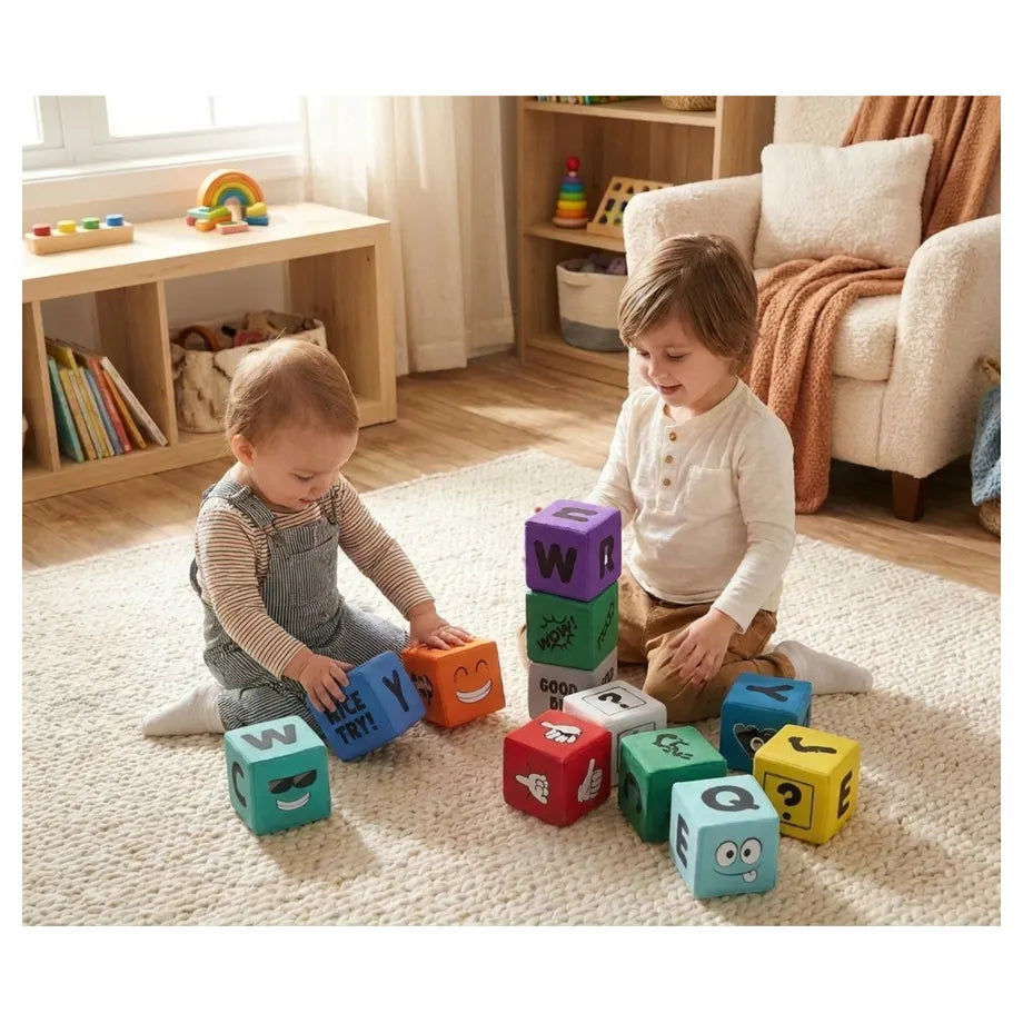 Soft Play Printed Block Set (12Piece)PU Leather + PU Foam
