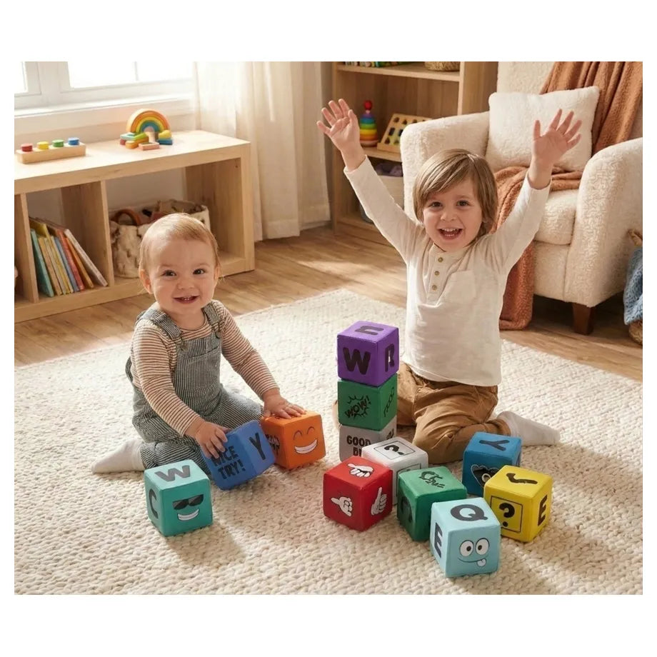 Soft Play Printed Block Set (12Piece)PU Leather + PU Foam