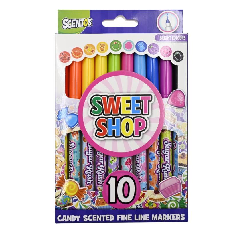 أقلام تحديد الخطوط الرفيعة من Scentos Sweet Shop، مجموعة متنوعة (عبوة من 10 قطع) أقلام تحديد الخطوط الرفيعة من Scentos Sweet Shop، مجموعة متنوعة (عبوة من 10 قطع)