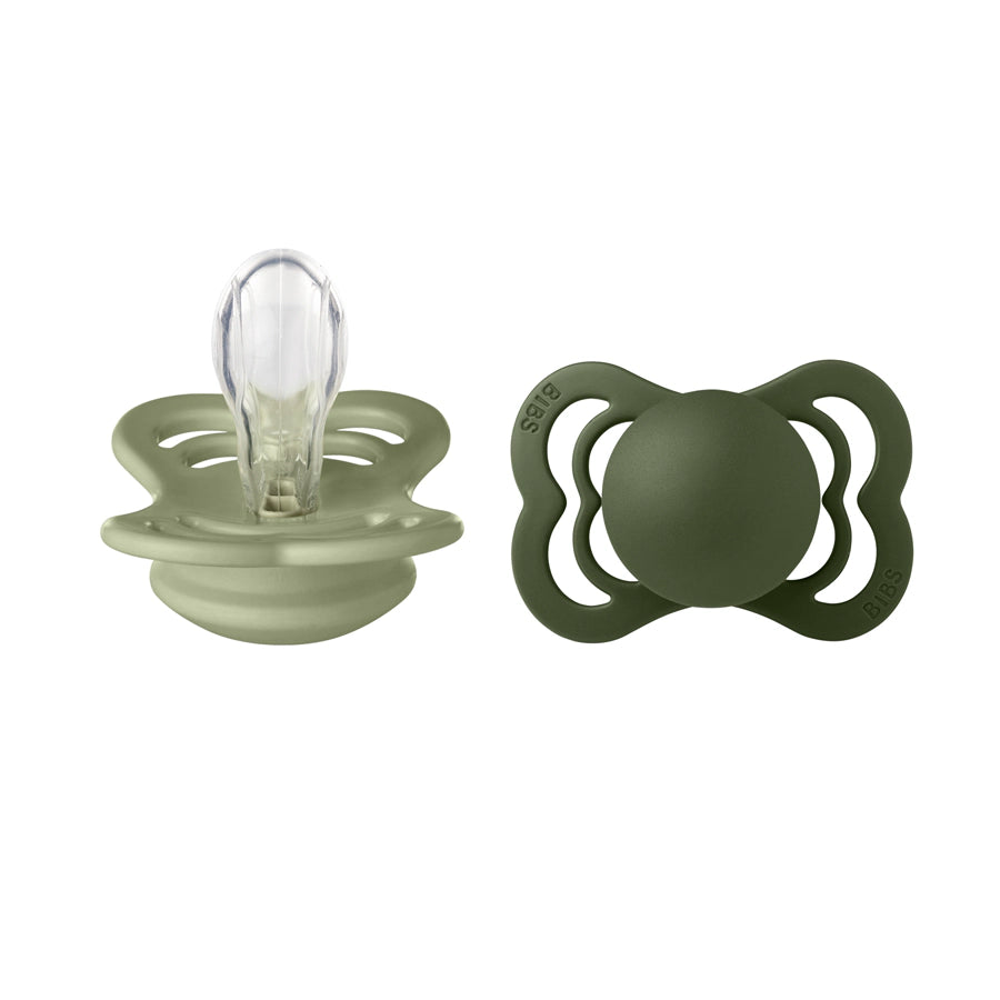 Bibs Supreme Silicone S1 Pacifier Pack of 2 (Sage/Hunter Green)