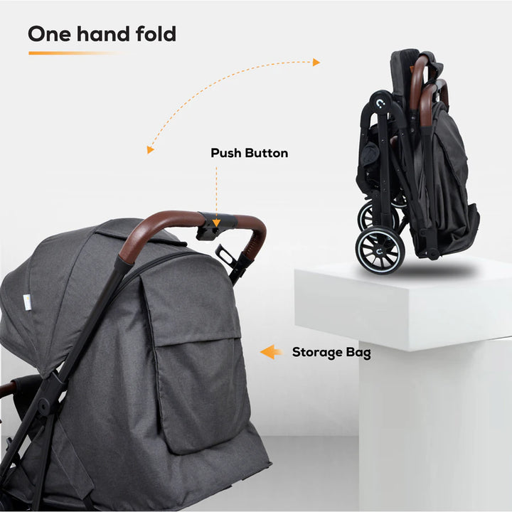 Nurtur Kids Stroller Storage Basket 5 Point Safety Harness Compact Foldable Design Travel stroller