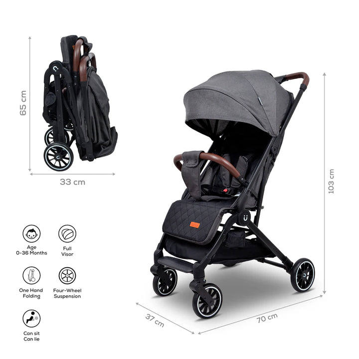 Nurtur Kids Stroller Storage Basket 5 Point Safety Harness Compact Foldable Design Travel stroller