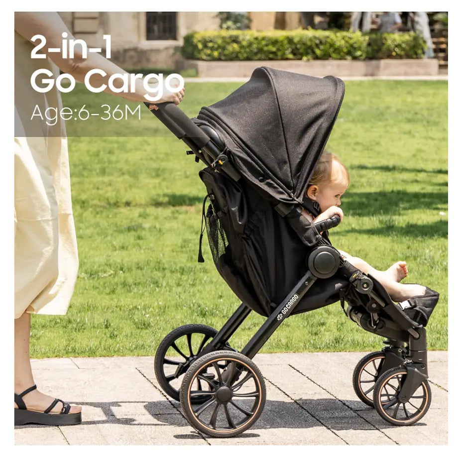 Qplay Go Cargo 2 In 1 Wagon & Stroller (Black)