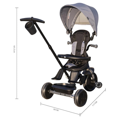 Qplay Elite Platinum 6 In 1 Tricycle For Kids (Grey)
