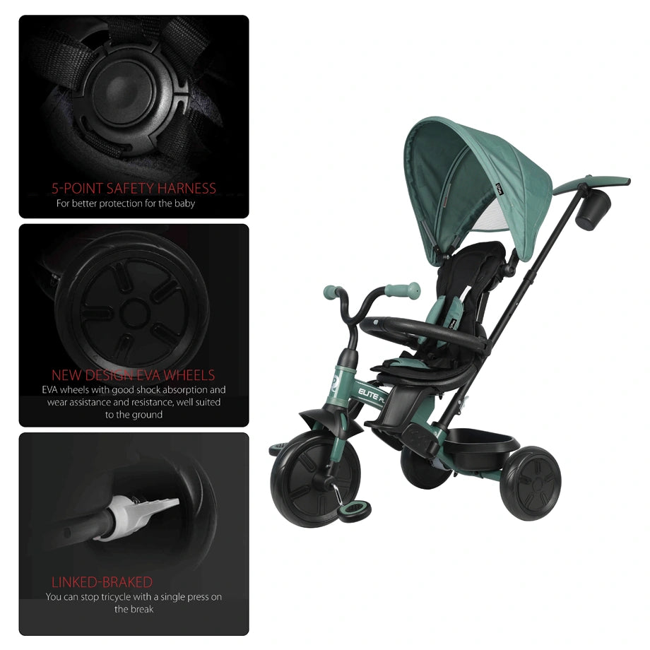Qplay Elite Platinum 6 In 1 Tricycle For Kids (Green)