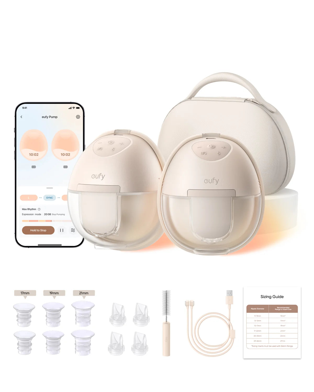 مضخة الثدي القابلة للارتداء Eufy S1 Pro – مضخة كهربائية فاخرة بدون استخدام اليدين مع خاصية التسخين (مزدوجة)