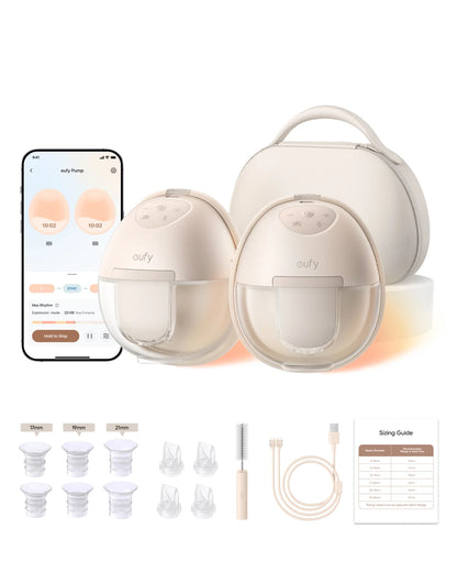 مضخة الثدي القابلة للارتداء Eufy S1 Pro – مضخة كهربائية فاخرة بدون استخدام اليدين مع خاصية التسخين (مزدوجة)