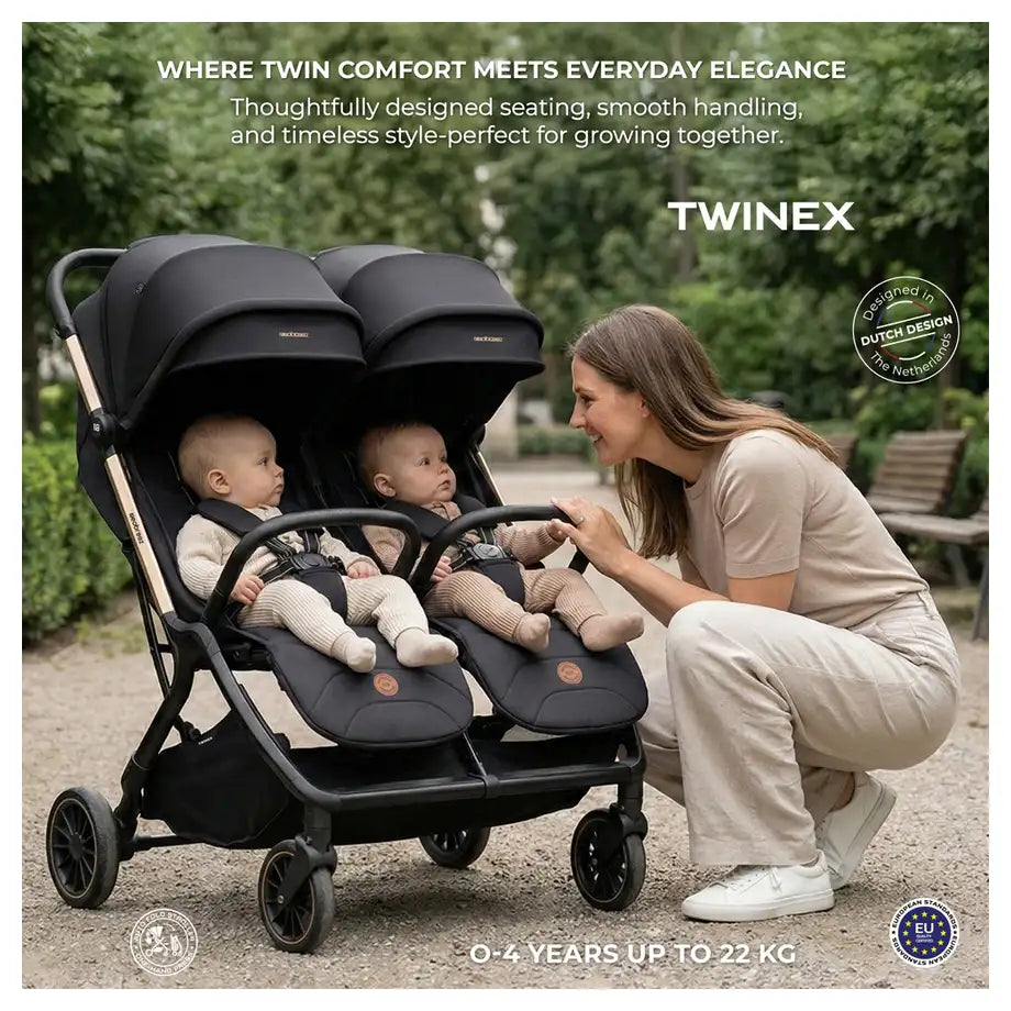 Neobreez Twinex Auto Fold Double Stroller (Black)
