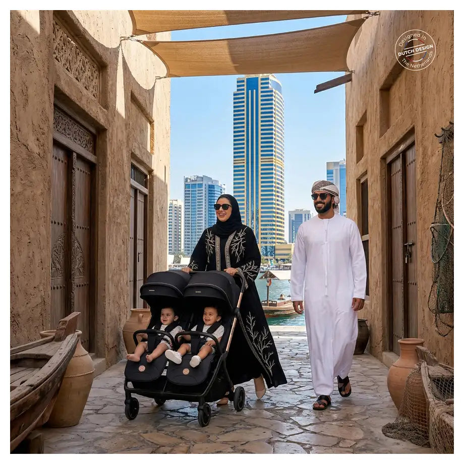 Neobreez Twinex Auto Fold Double Stroller (Black)