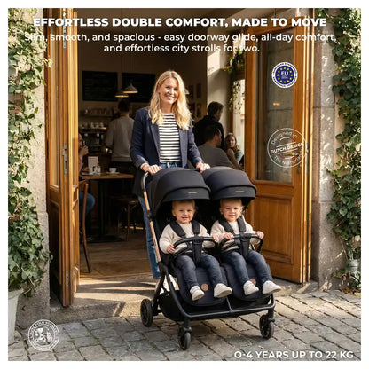 Neobreez Twinex Auto Fold Double Stroller (Black)