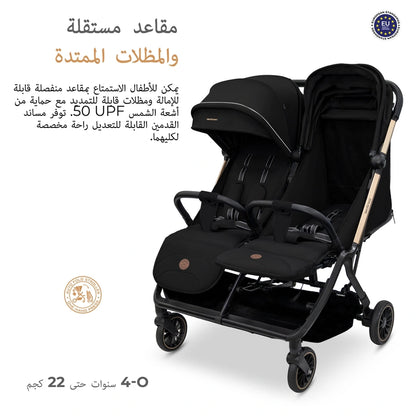 Neobreez Twinex Auto Fold Double Stroller (Black)