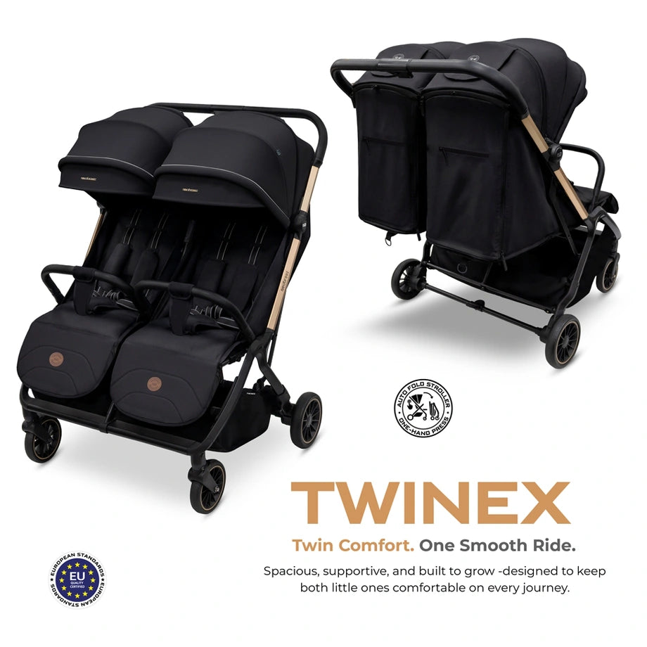 Neobreez Twinex Auto Fold Double Stroller (Black)