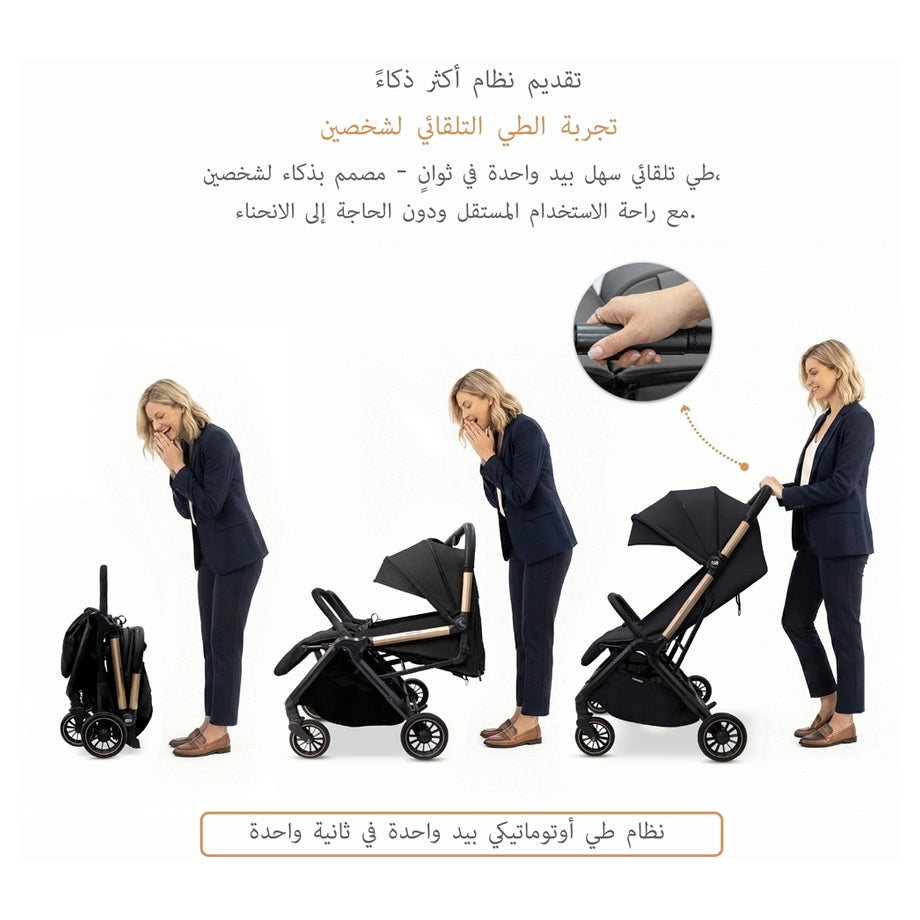Neobreez Twinex Auto Fold Double Stroller (Black)