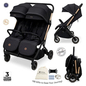 Neobreez Twinex Auto Fold Double Stroller (Black)