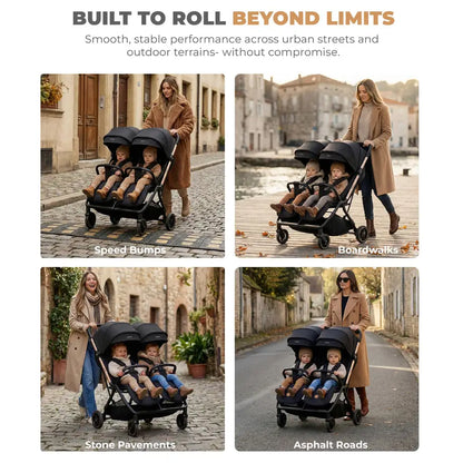 Neobreez Twinex Auto Fold Double Stroller (Black)