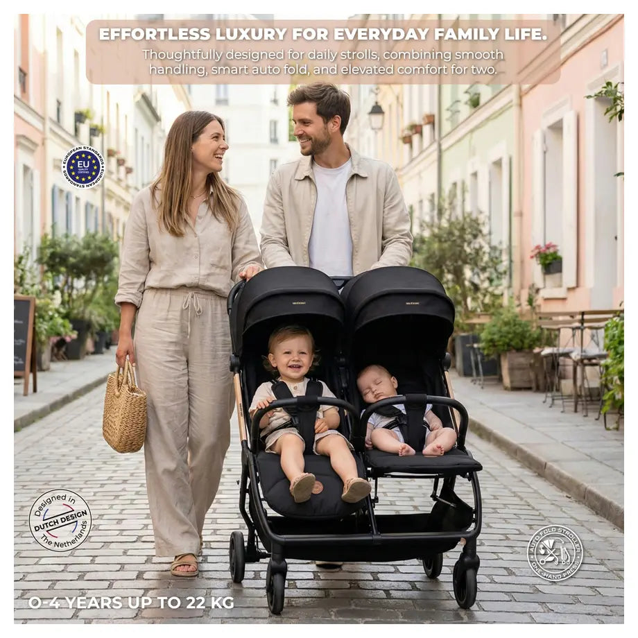 Neobreez Twinex Auto Fold Double Stroller (Black)