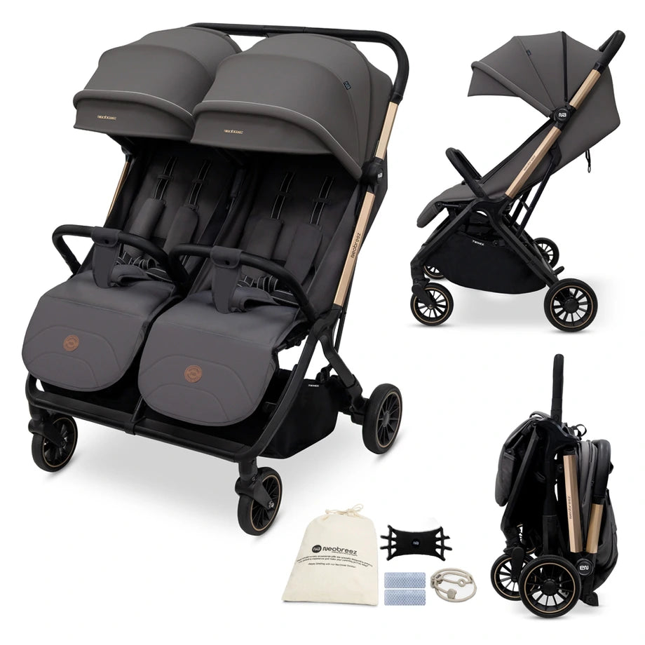 Neobreez Twinex Auto Fold Double Stroller (Grey)