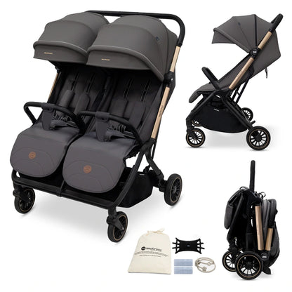 Neobreez Twinex Auto Fold Double Stroller (Grey)