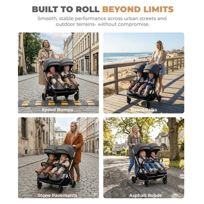 Neobreez Twinex Auto Fold Double Stroller (Grey)