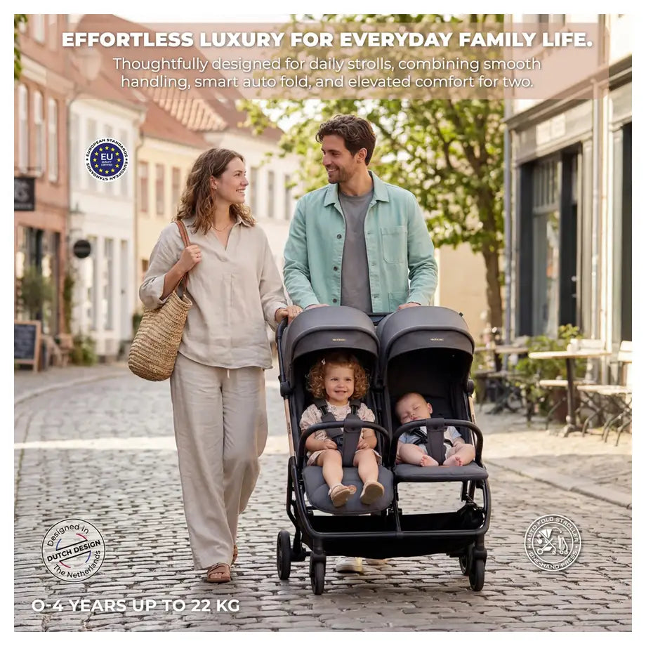 Neobreez Twinex Auto Fold Double Stroller (Grey)