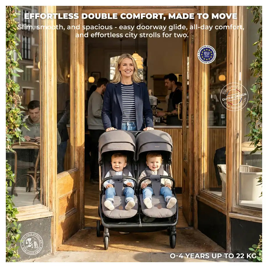Neobreez Twinex Auto Fold Double Stroller (Grey)