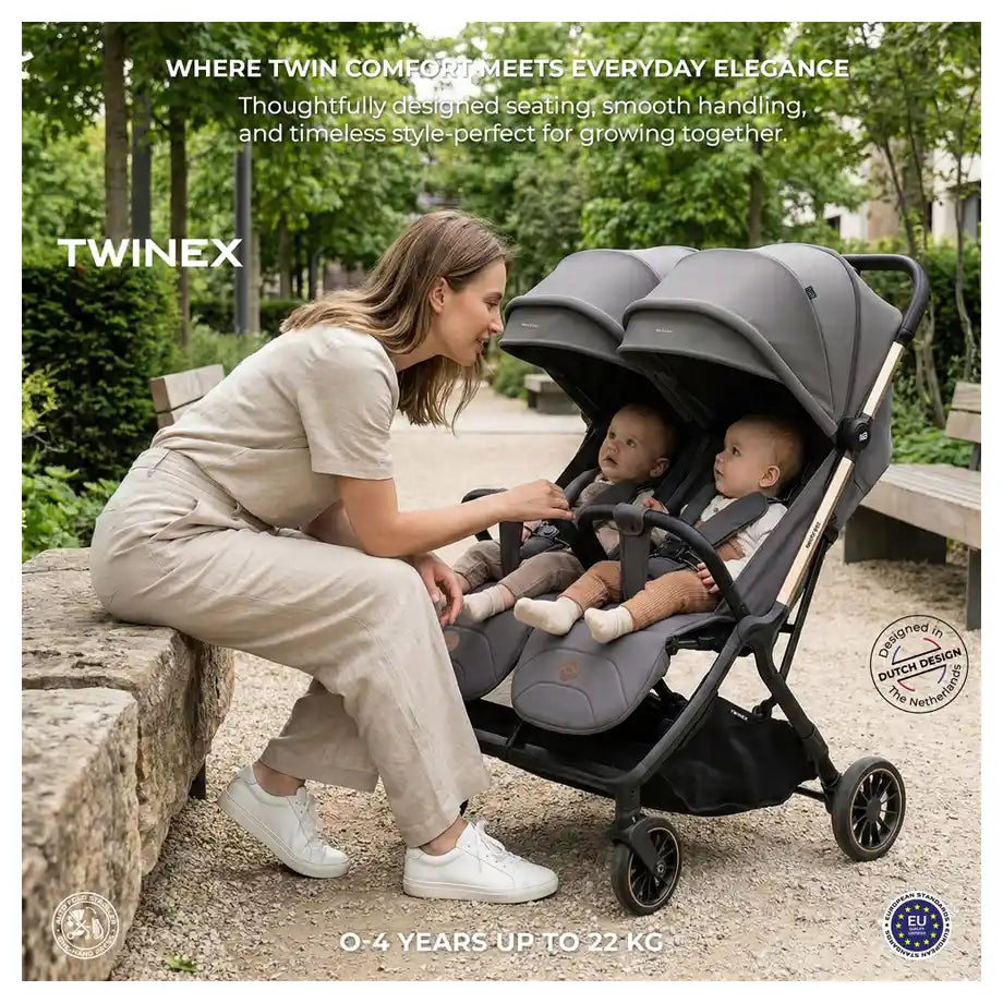 Neobreez Twinex Auto Fold Double Stroller (Grey)