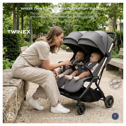 Neobreez Twinex Auto Fold Double Stroller (Grey)