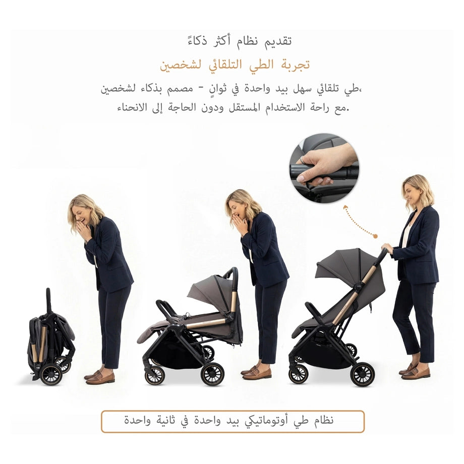 Neobreez Twinex Auto Fold Double Stroller (Grey)
