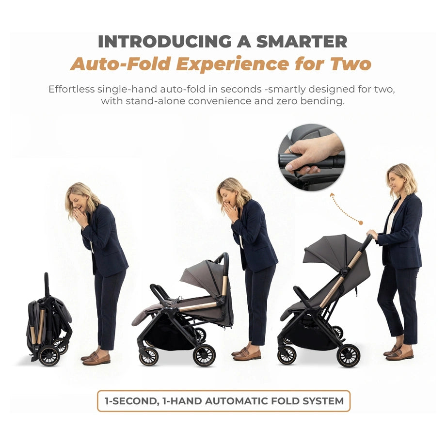 Neobreez Twinex Auto Fold Double Stroller (Grey)