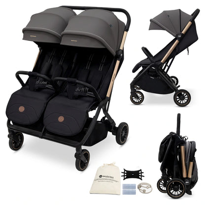 Neobreez Twinex Auto Fold Double Stroller (Grey/Black)