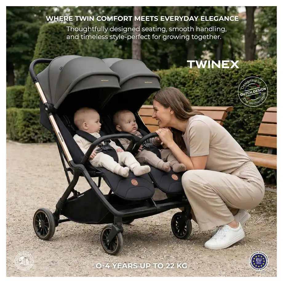 Neobreez Twinex Auto Fold Double Stroller (Grey/Black)