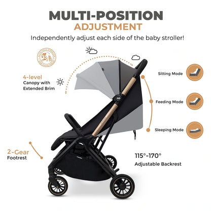 Neobreez Twinex Auto Fold Double Stroller (Grey/Black)
