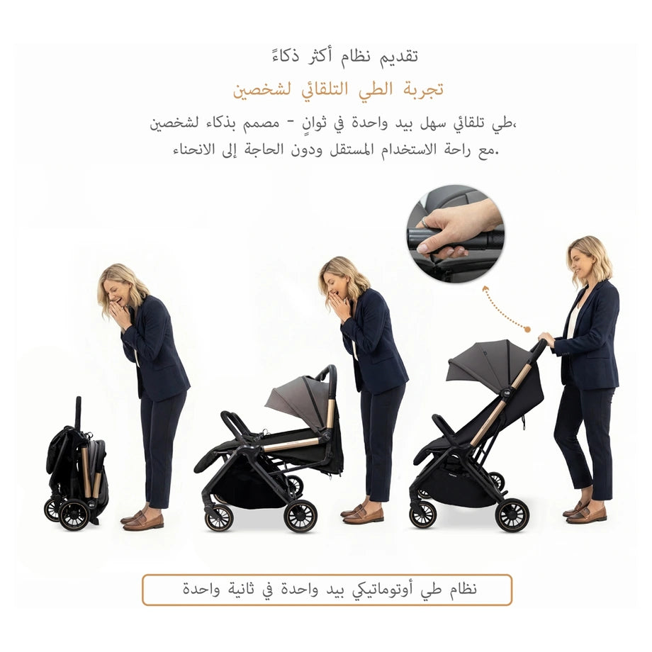 Neobreez Twinex Auto Fold Double Stroller (Grey/Black)