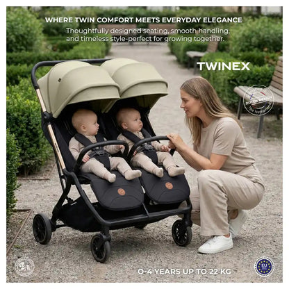 Neobreez Twinex Auto Fold Double Stroller (Beige/Black)