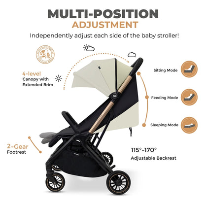 Neobreez Twinex Auto Fold Double Stroller (Beige/Black)