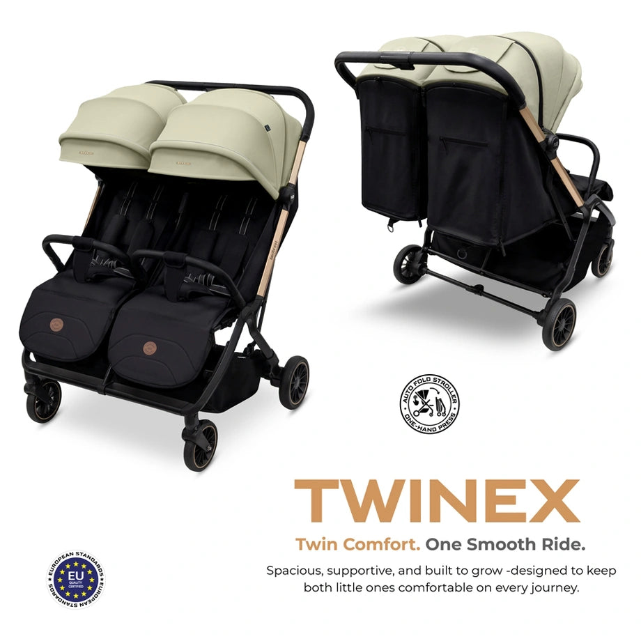 Neobreez Twinex Auto Fold Double Stroller (Beige/Black)