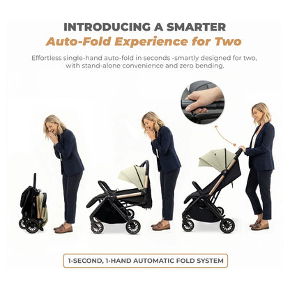 Neobreez Twinex Auto Fold Double Stroller (Beige/Black)